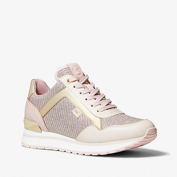 MICHAEL KORS Maddy Leather and Glitter Chain-Mesh Trainer - Picture 1 of 4
